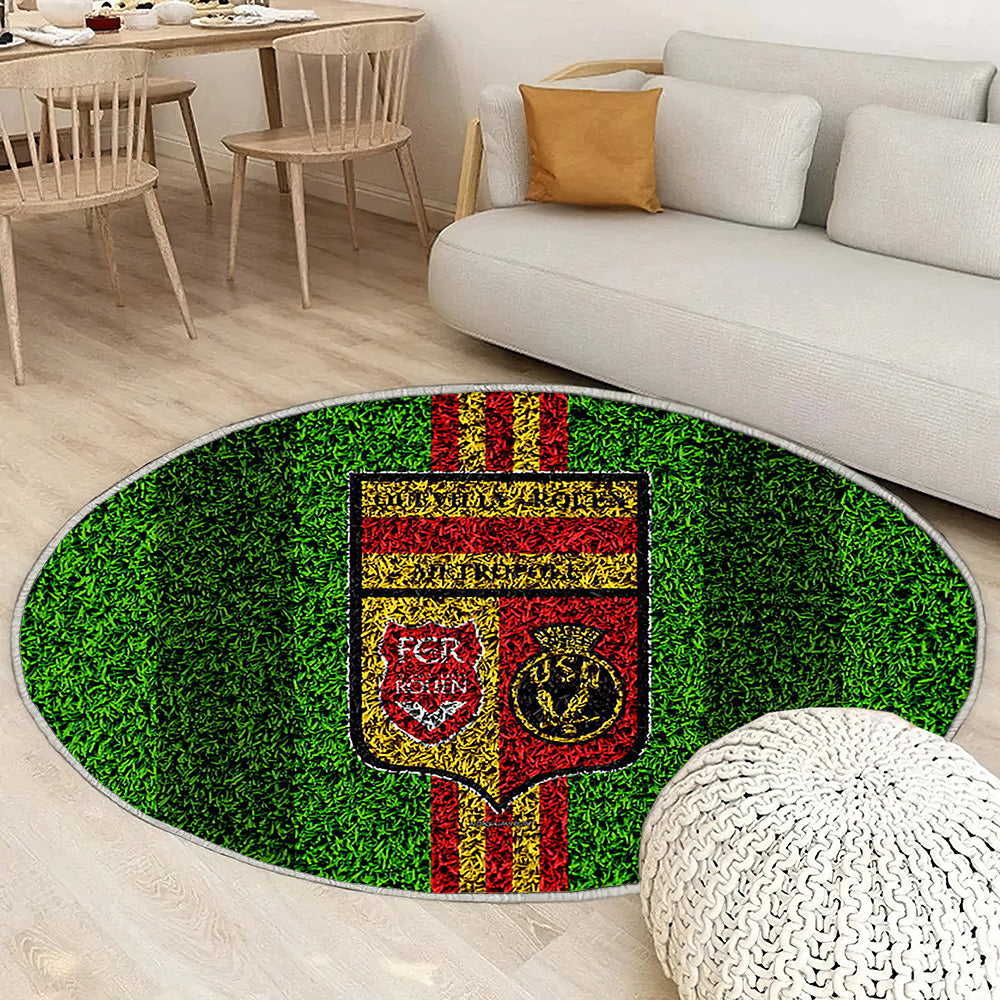 Quevilly Rouen Fc Tapis Sol - Tapis De Salon, Football Lawn French Soccer Club Jaune Rouge Tapis Art, Tapis pour la décoration de la maison