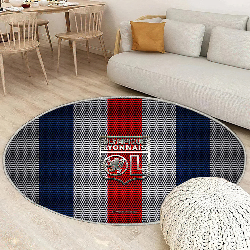 Olympique Lyonnais Logored-Blue White Mesh Olympique Lyonnais Tapis Sol - Tapis De Salon, Lyon France Tapis Art, Tapis pour la décoration de la maison