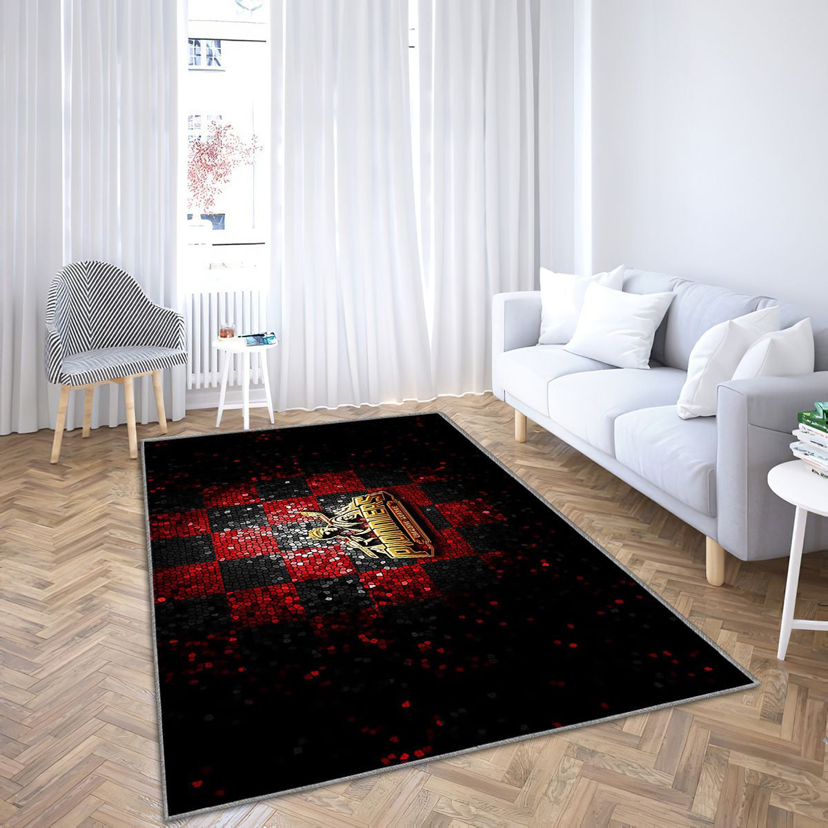 Pionniers Chamonix Mont-Blanc Tapis Sol - Tapis De Salon, Ligue Magnus Rouge Noir Hockey Tapis Art, Tapis pour la décoration de la maison
