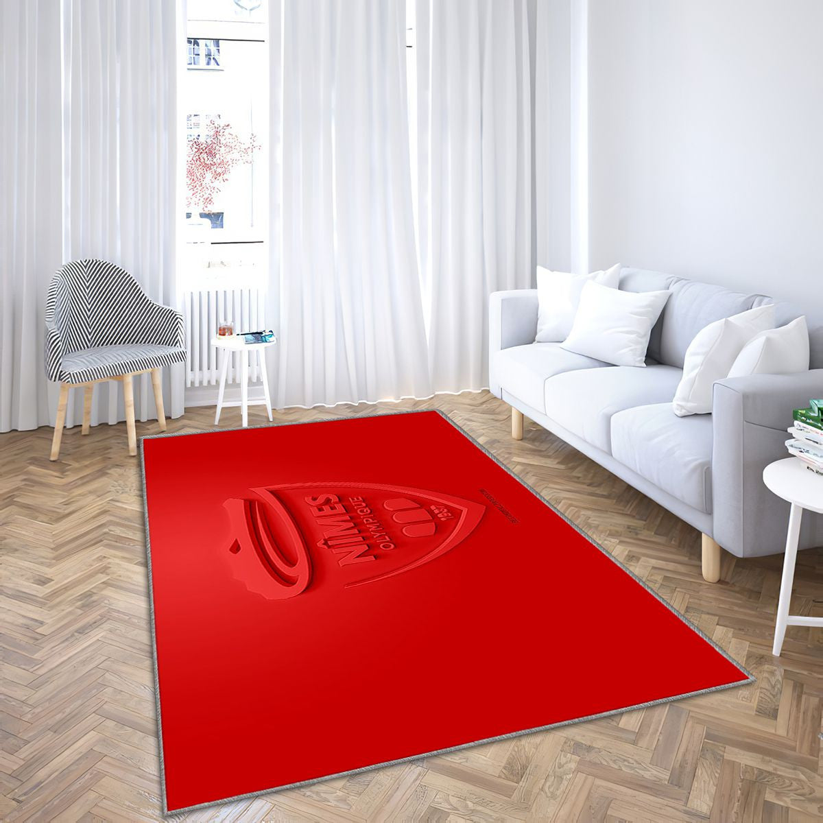 Nîmes Olympique Tapis Sol - Tapis De Salon, Football Français Tapis Art, Tapis pour la décoration de la maison