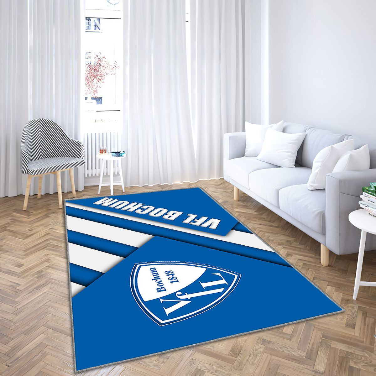 Vfl Bochum 1848 Fcwhite Blue Ion Bochum Tapis Sol - Tapis De Salon, Bundesliga 2 Tapis Art, Tapis pour la décoration de la maison