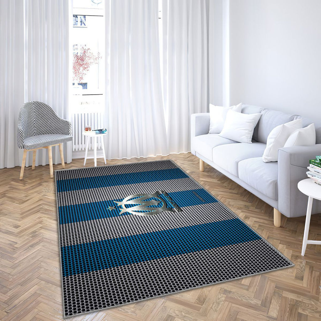 Olympique Marseille Logoblue White Mesh Olympique Marseille Tapis Sol - Tapis De Salon, Marseille France Tapis Art, Tapis pour la décoration de la maison