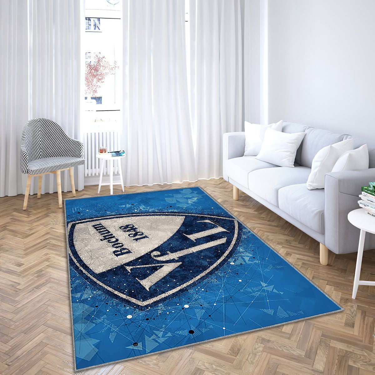 Vfl Bochum Club de football allemand Bochum Tapis Sol - Tapis De Salon, Football 2 Bundesliga Bleu Tapis Art, Tapis pour la décoration de la maison