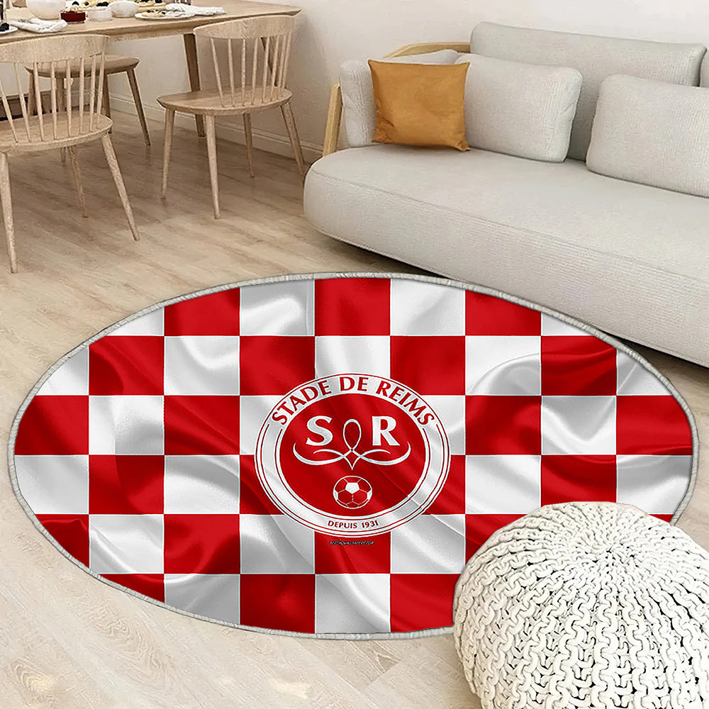 Reims Fcred Et Drapeau Blanc Football Français Tapis Sol - Tapis De Salon, Tapis Art, Tapis pour la décoration de la maison