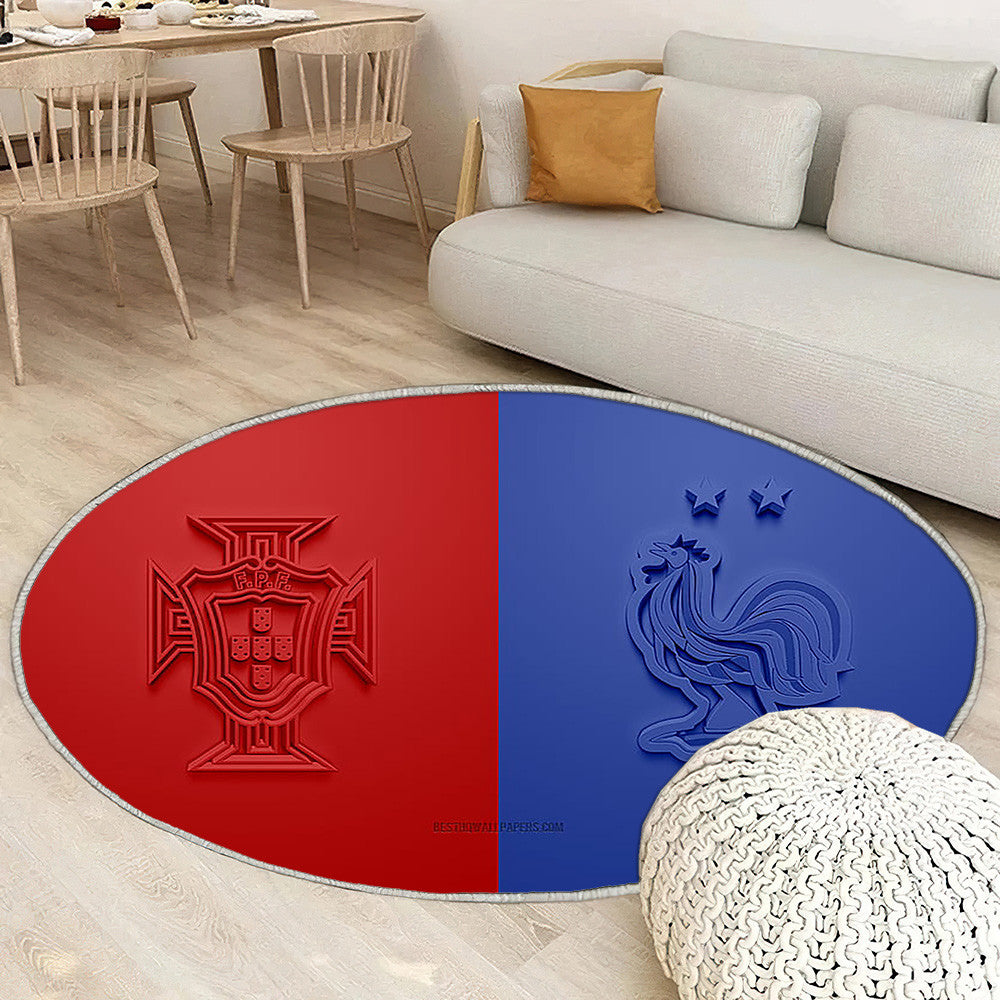 Portugal contre France Tapis Sol - Tapis De Salon, groupe F 3D S rouge bleu Tapis Art, Tapis pour la décoration de la maison