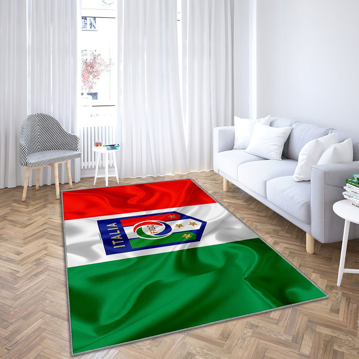 Drapeau de la Fédération de football de l'équipe nationale italienne de football Tapis Sol - Tapis De Salon, drapeau italien Tapis Art, Tapis pour la décoration de la maison