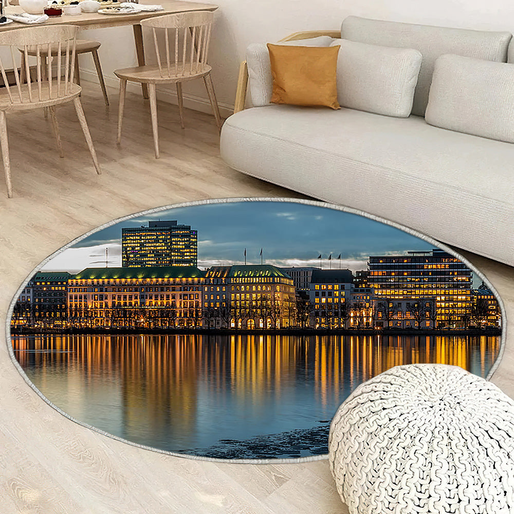 Ville du soir de Hambourg Tapis Sol - Tapis De Salon, Allemagne Europe Tapis Art, Tapis pour la décoration de la maison