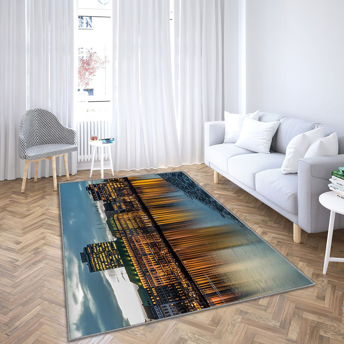 Ville du soir de Hambourg Tapis Sol - Tapis De Salon, Allemagne Europe Tapis Art, Tapis pour la décoration de la maison