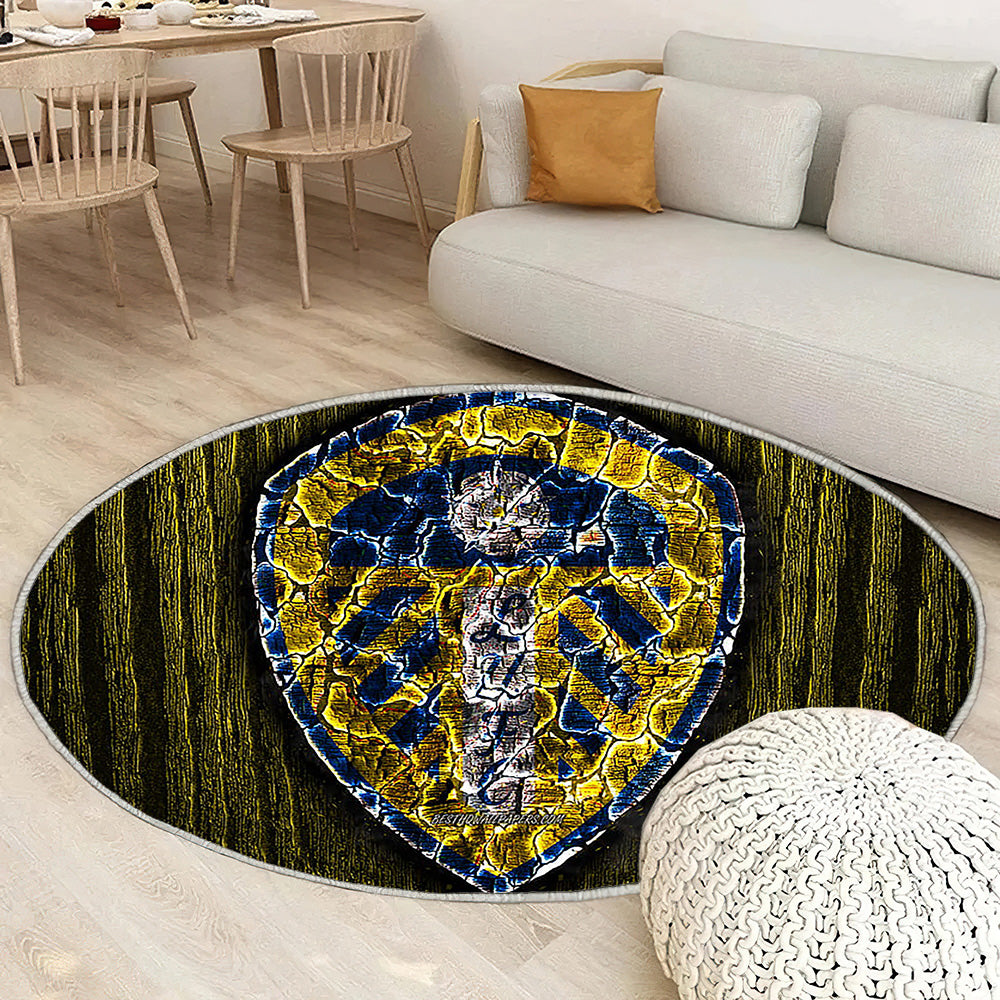 Leeds United Tapis Sol - Tapis De Salon, Championnat du Club de Football Anglais en Bois Jaune Tapis Art, Tapis pour la décoration de la maison