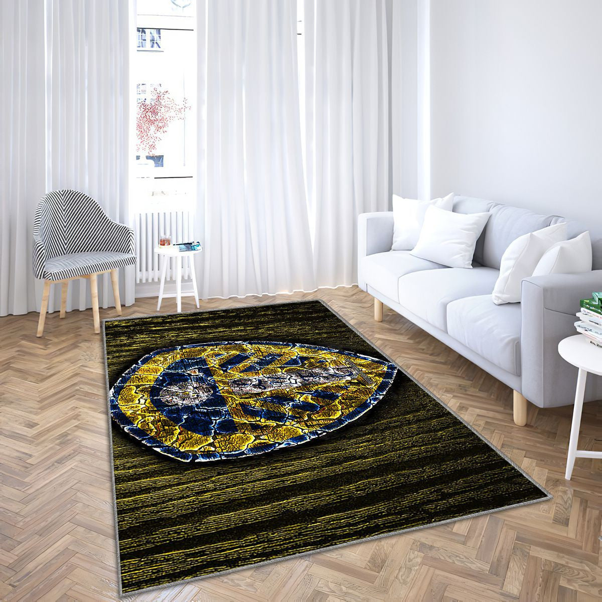 Leeds United Tapis Sol - Tapis De Salon, Championnat du Club de Football Anglais en Bois Jaune Tapis Art, Tapis pour la décoration de la maison