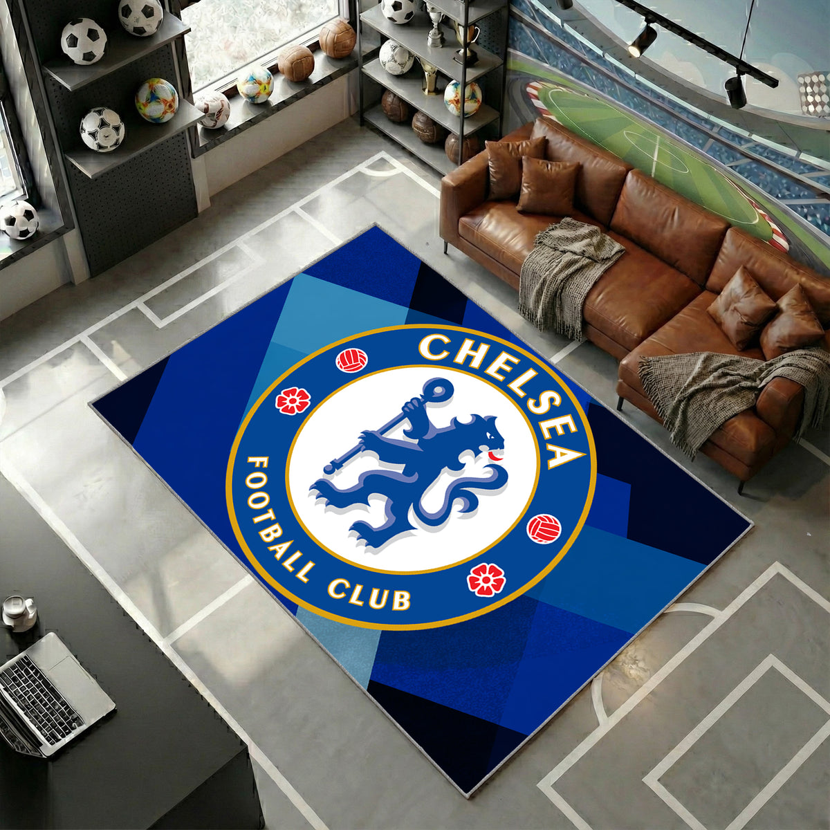 Chelsea Football Club Moderne Géométrique Bleu Royal Exclusif