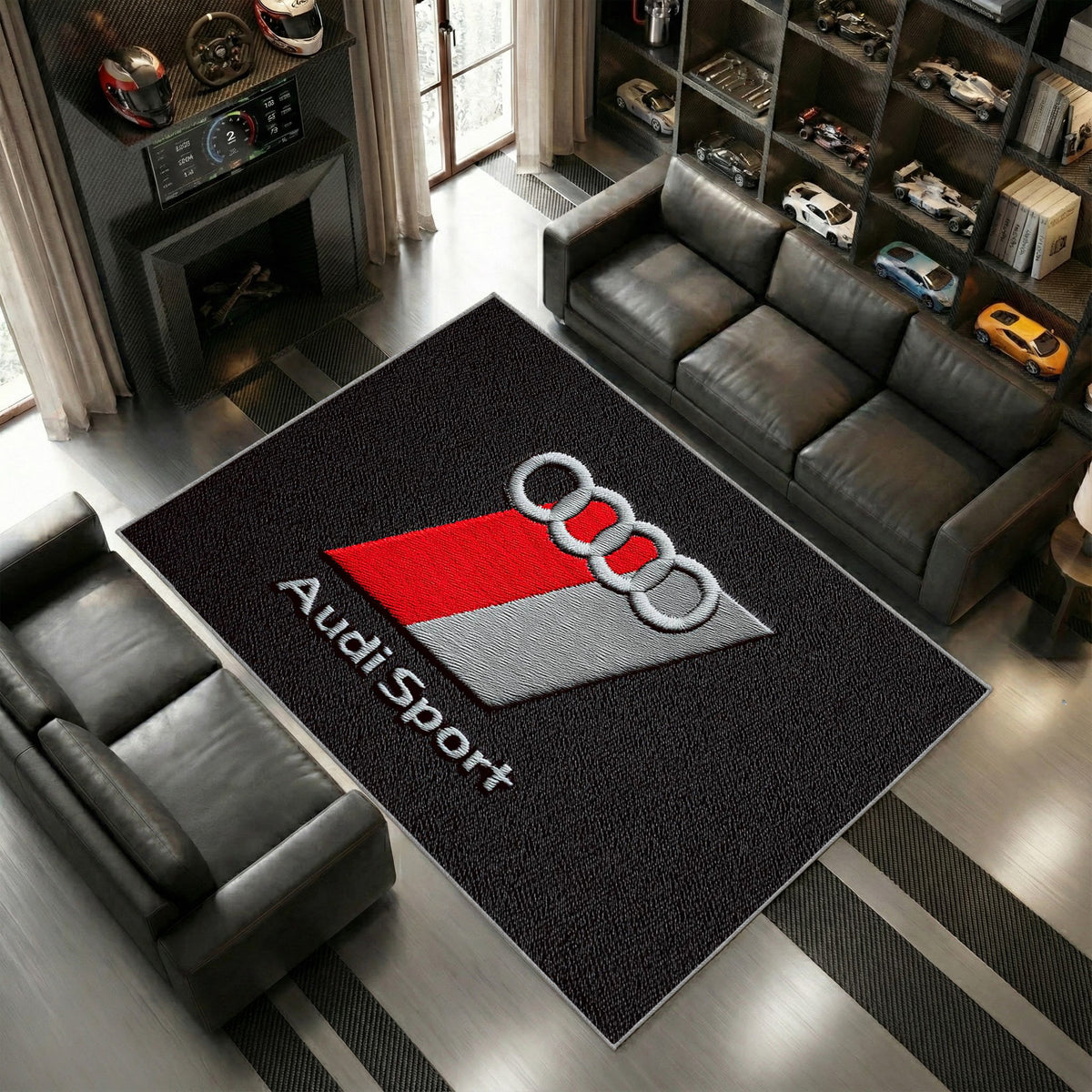Audi Sport Logo Classic Stil Schwarz Rot Auto Matte 9