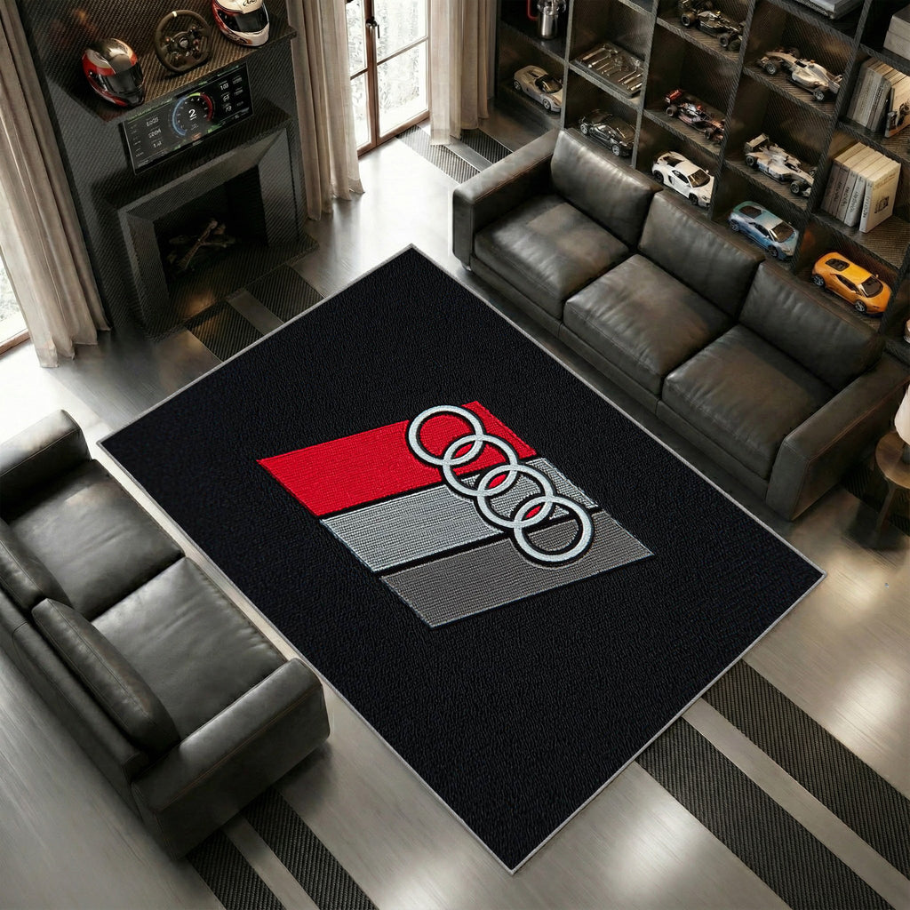Audi Sport Logo Vintage Stil Schwarz Rot Teppich 8
