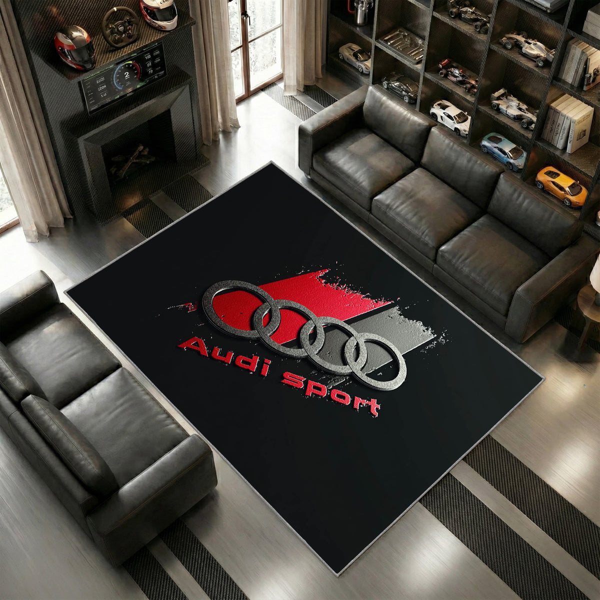 Audi Sport Logo Minimal Stil Black Red Heimdeko 6