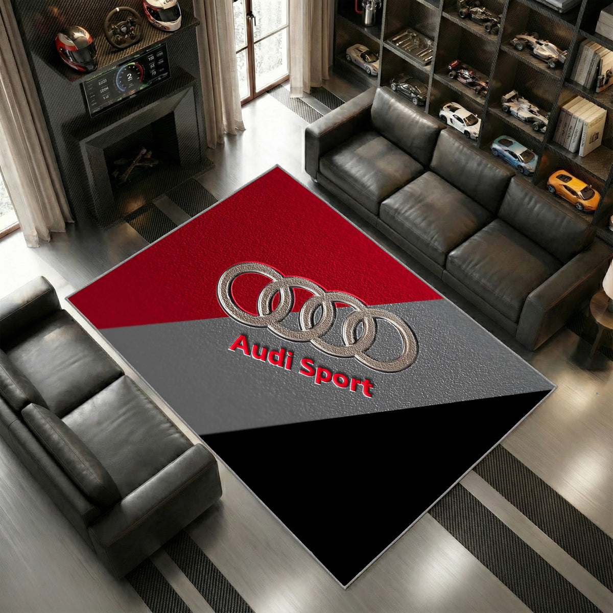 Audi Sport Logo Minimal Stil Black Red Heimdeko 2
