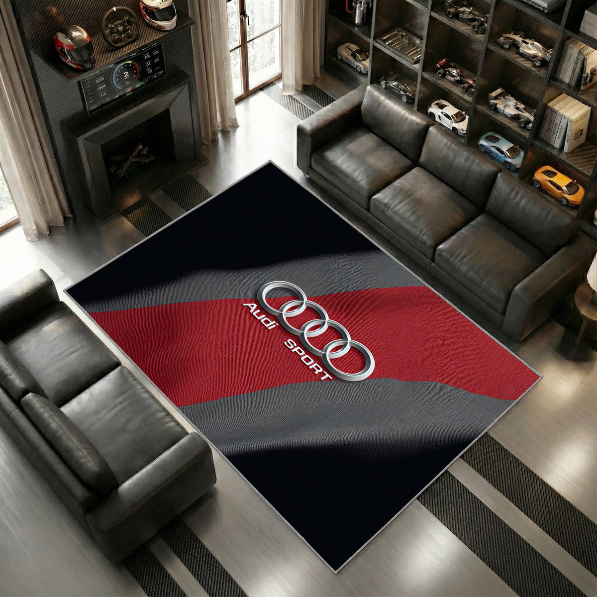 Audi Sport Logo Classic Stil Schwarz Rot Auto Matte