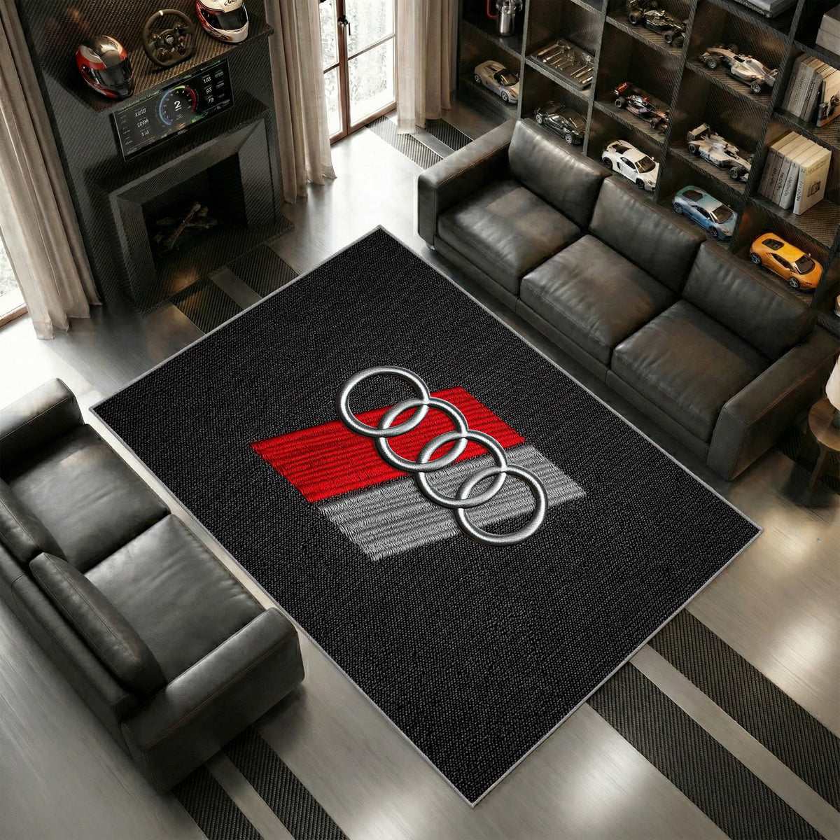 Audi Sport Logo Classic Stil Schwarz Rot Auto Matte 4