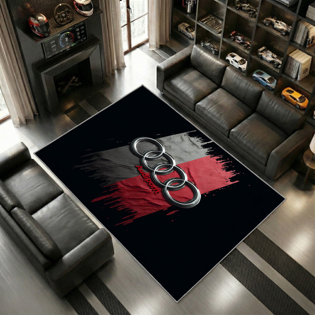 Audi Sport Logo Retro Stil Rot Silber Garage Look