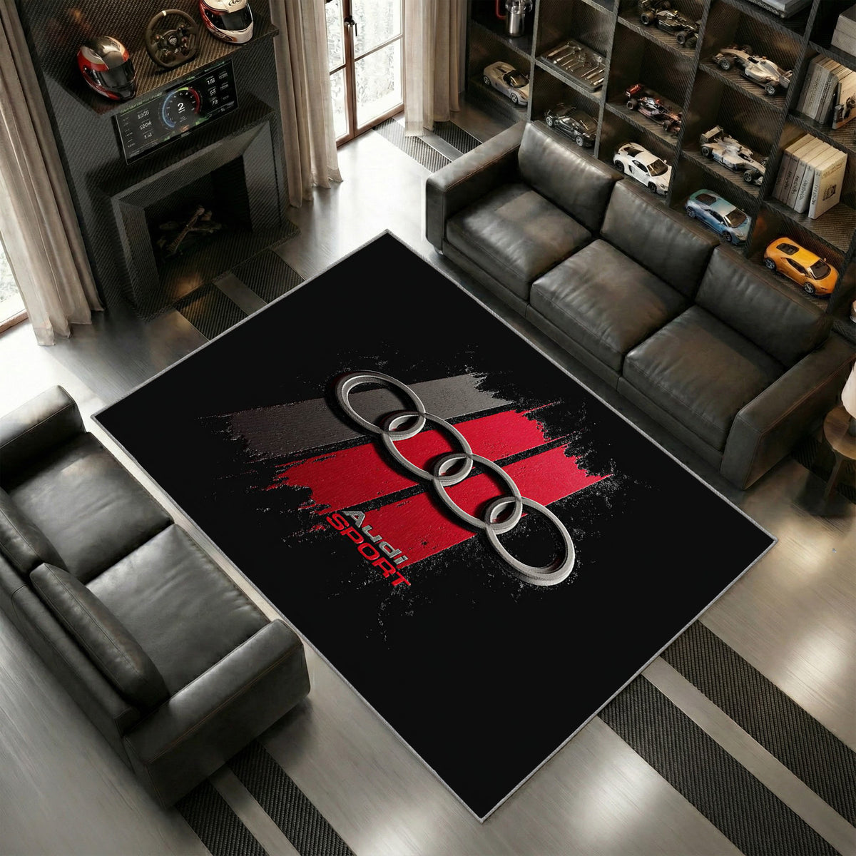Audi Sport Logo Retro Stil Rot Silber Garage Look 6
