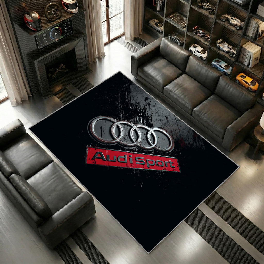 Audi Sport Logo Vintage Stil Schwarz Rot Teppich 7