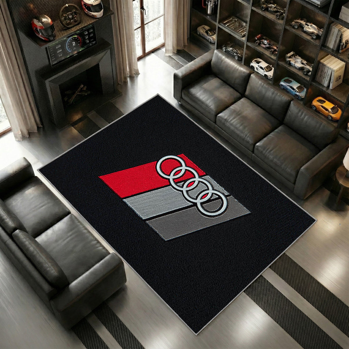 Audi Sport Logo Vintage Stil Schwarz Rot Teppich 8