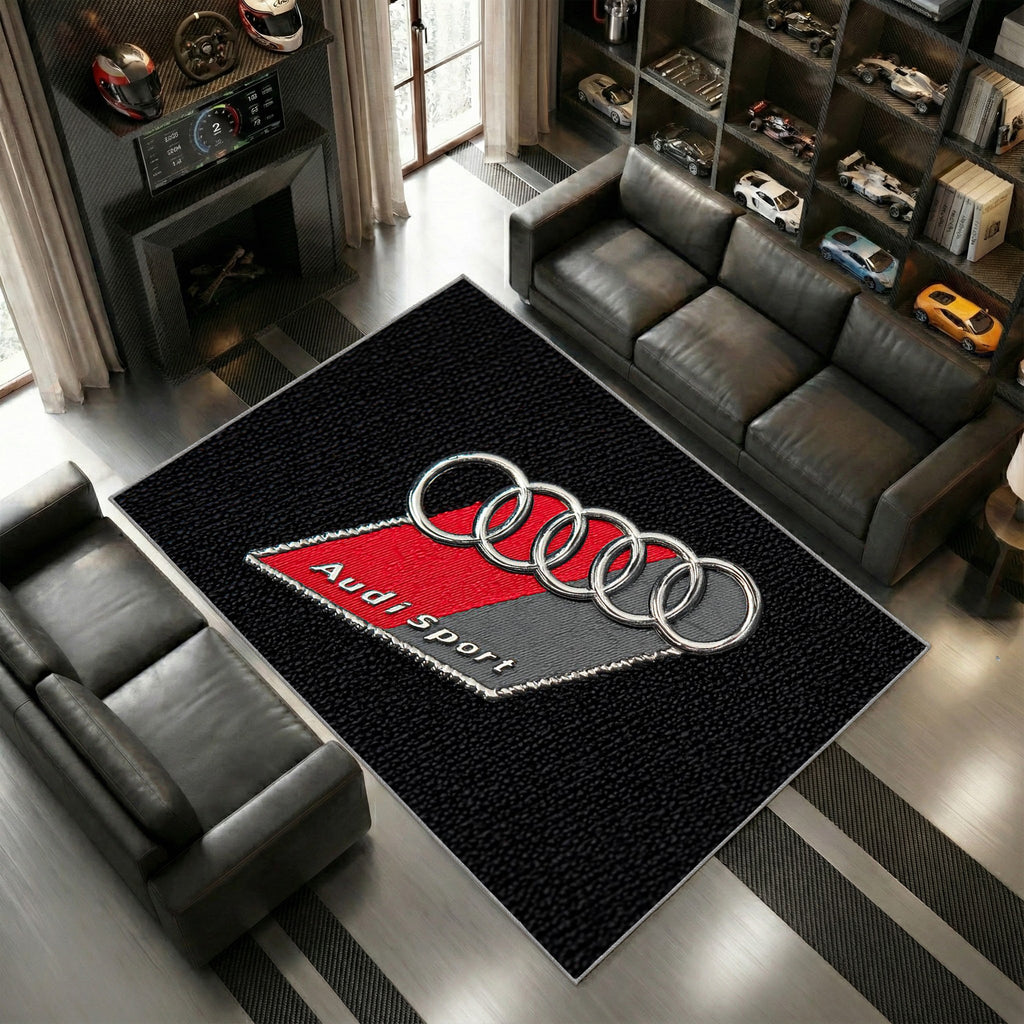 Audi Sport Logo Vintage Stil Schwarz Rot Teppich 9
