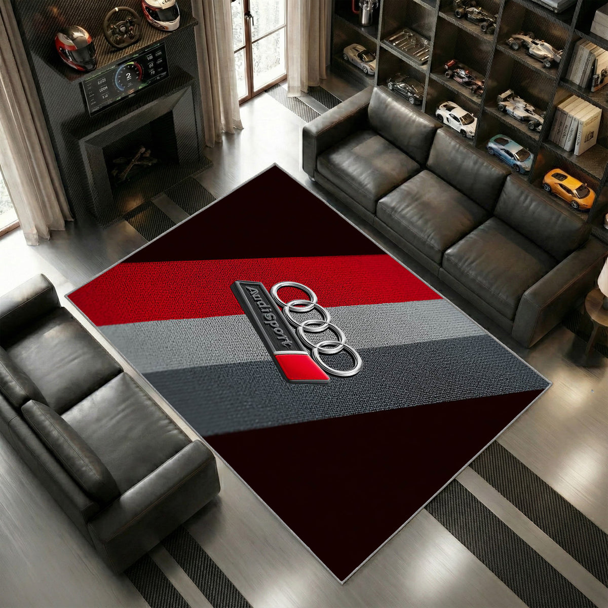 Audi Sport Logo Retro Stil Rot Silber Garage Look 2