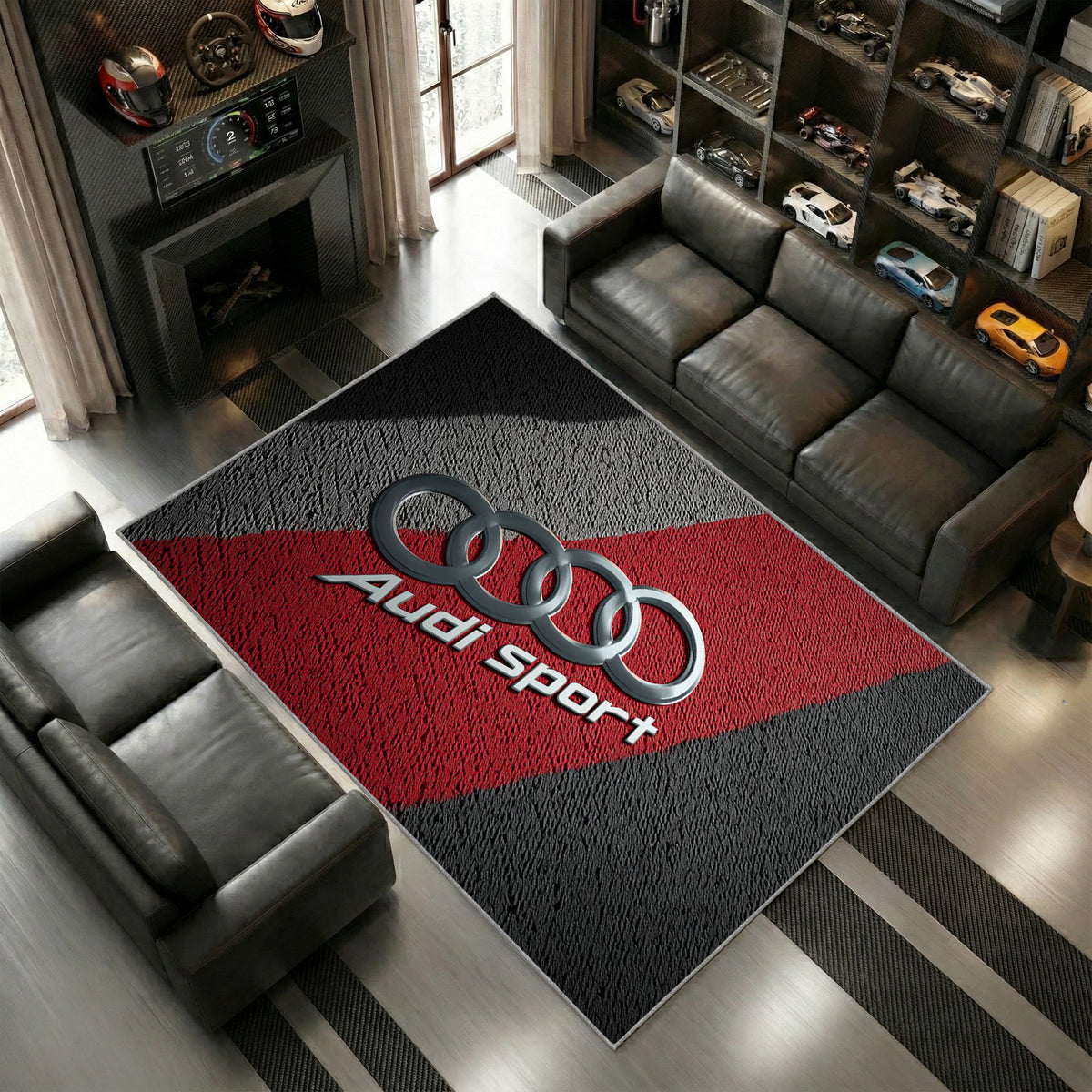 Audi Sport Logo Classic Stil Schwarz Rot Auto Matte 1
