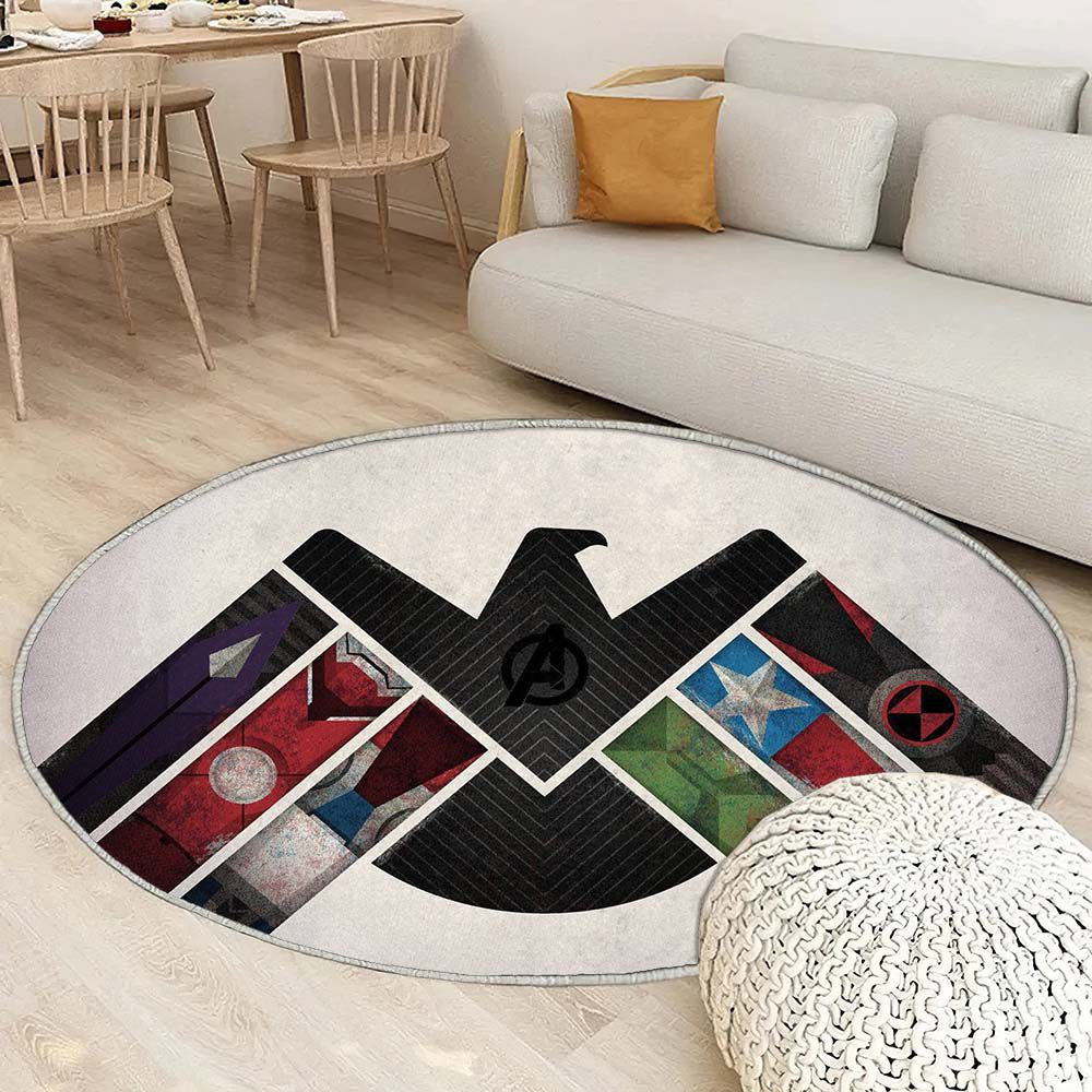 Tapis Logo des Vengeurs - Rond Rare, Doux, Livraison Gratuite