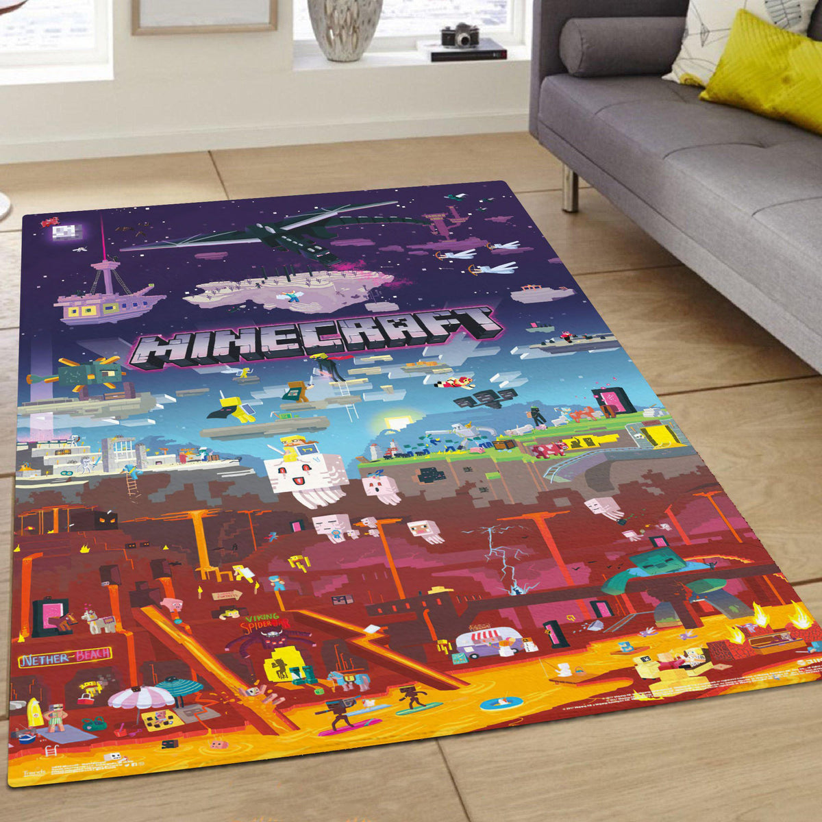 Tapis MinecraftMC - Pixel Rare, Doux, Livraison Gratuite