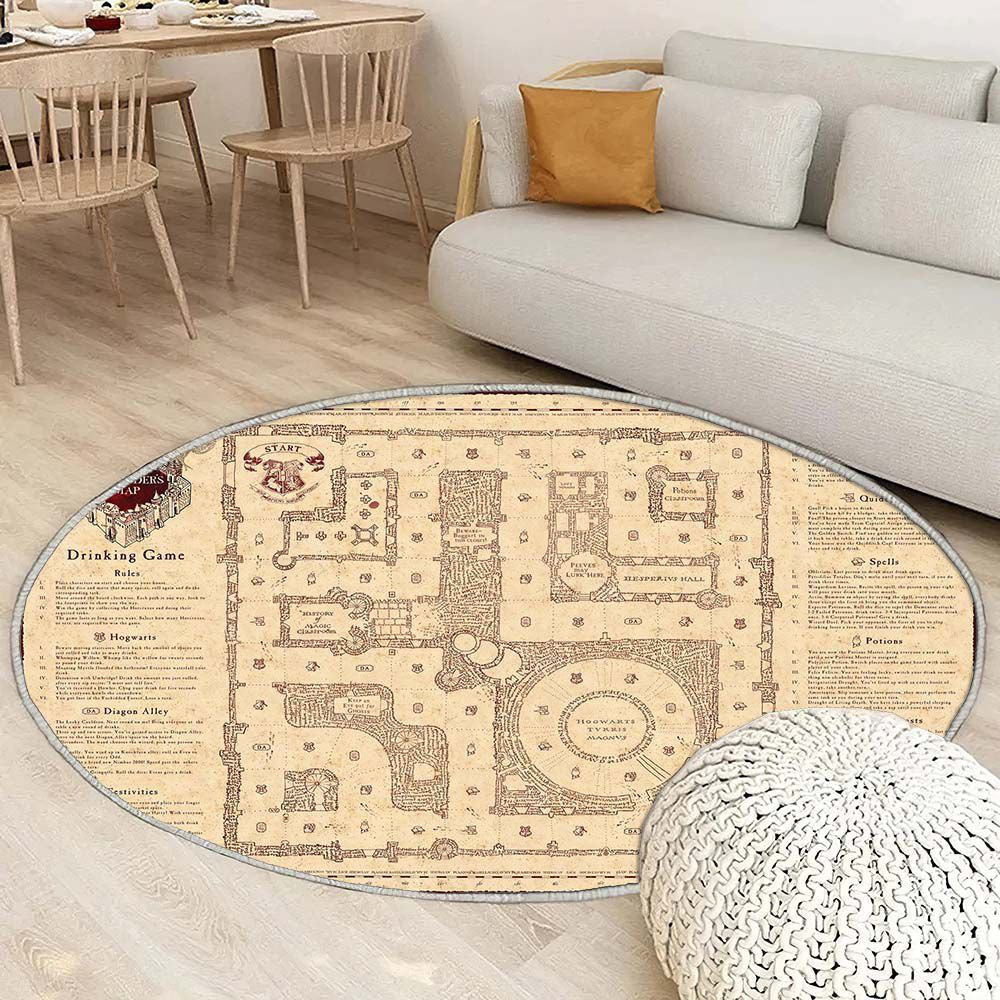 Tapis Carte 3 Poudlard - Rond Rare, Doux, Livraison Gratuite