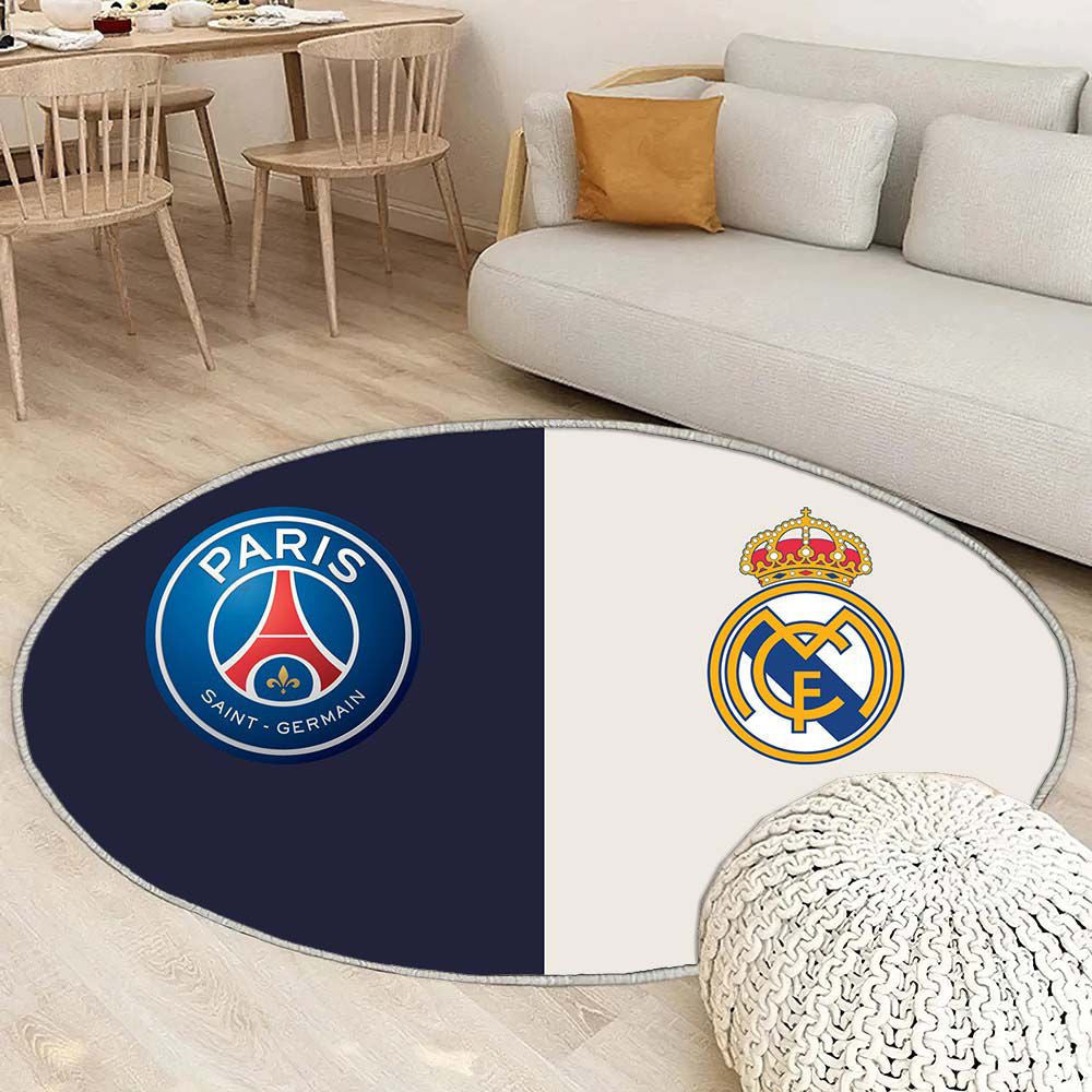 Tapis PSG contre Real Madrid - Rond Rare, Doux, Livraison Gratuite