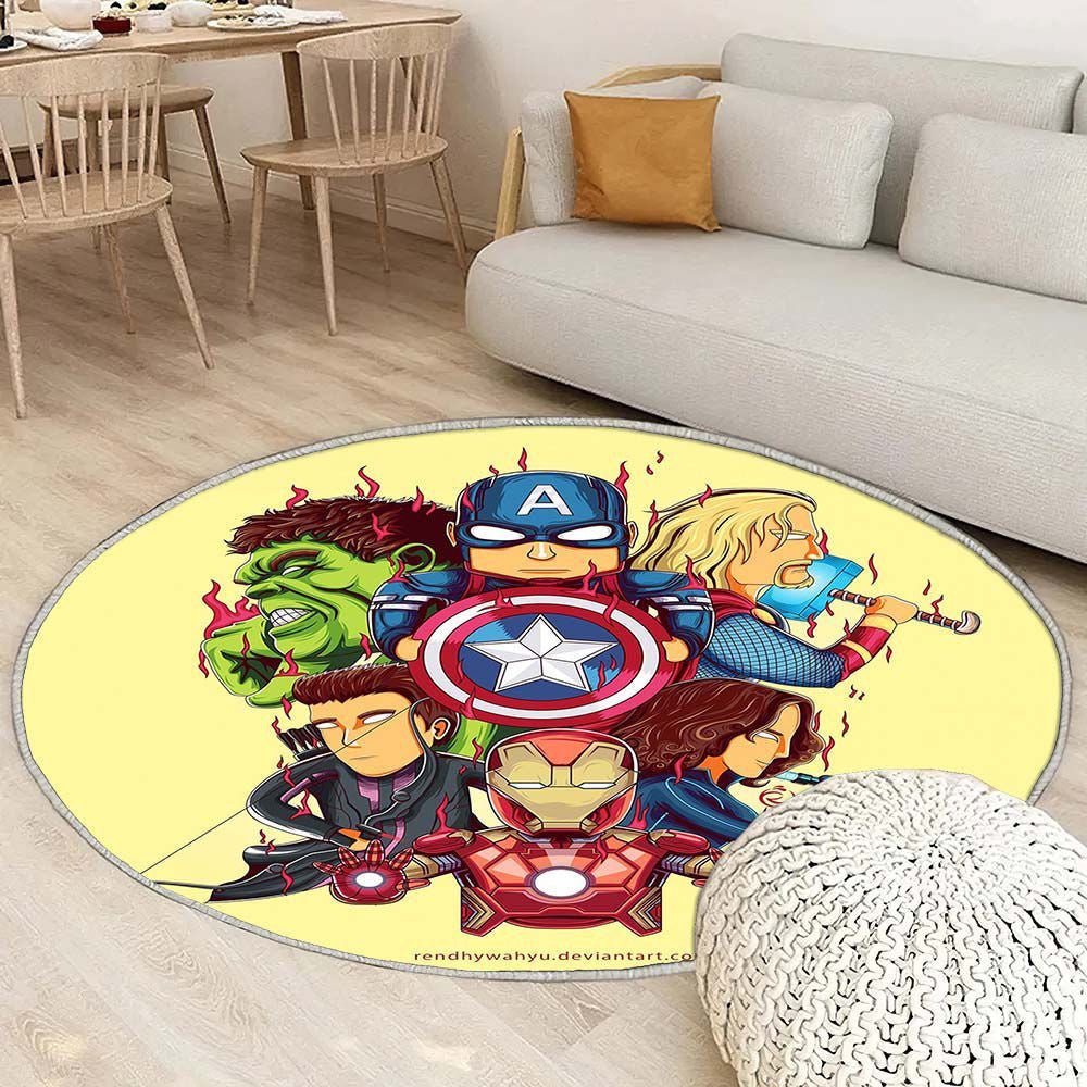 Tapis Marvel Avengers 11 - Rond Rare, Doux, Livraison Gratuite
