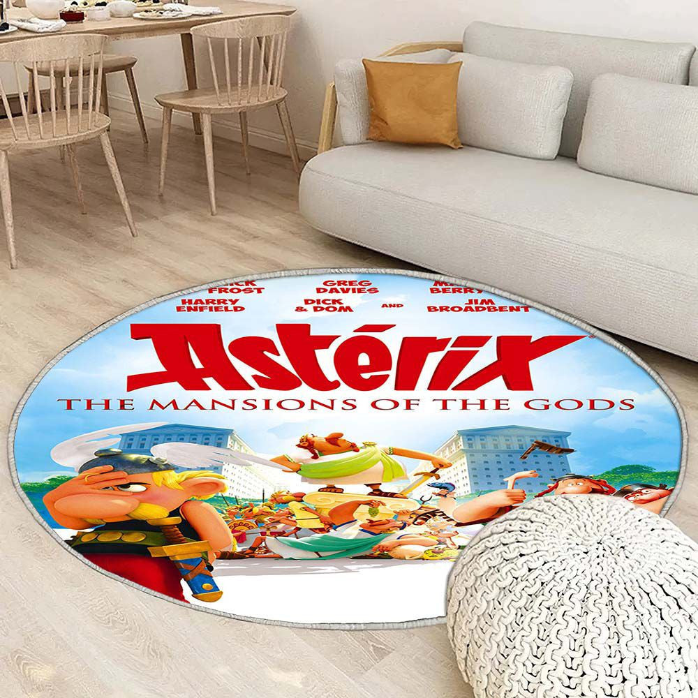 Tapis Astérix Demeure du Dieu - Rond Rare, Doux, Livraison Gratuite