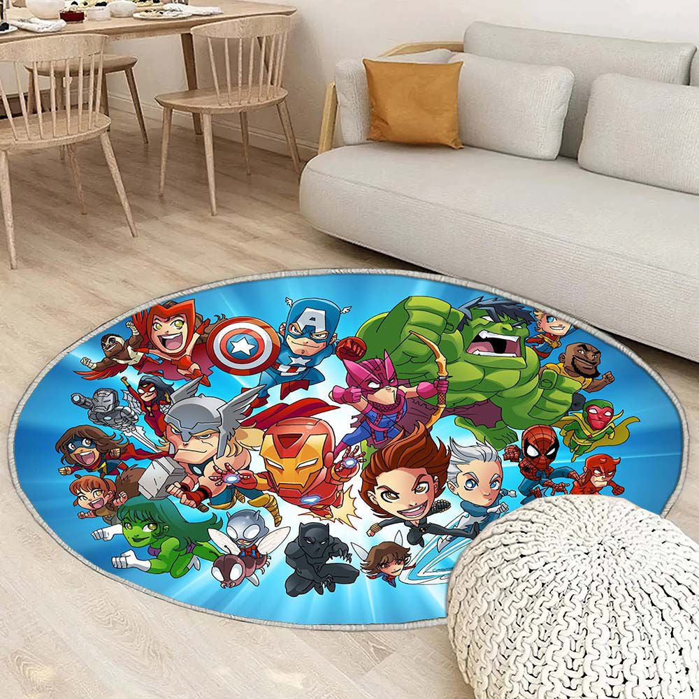 Tapis Avengers Chibi - Rond Rare, Doux, Livraison Gratuite