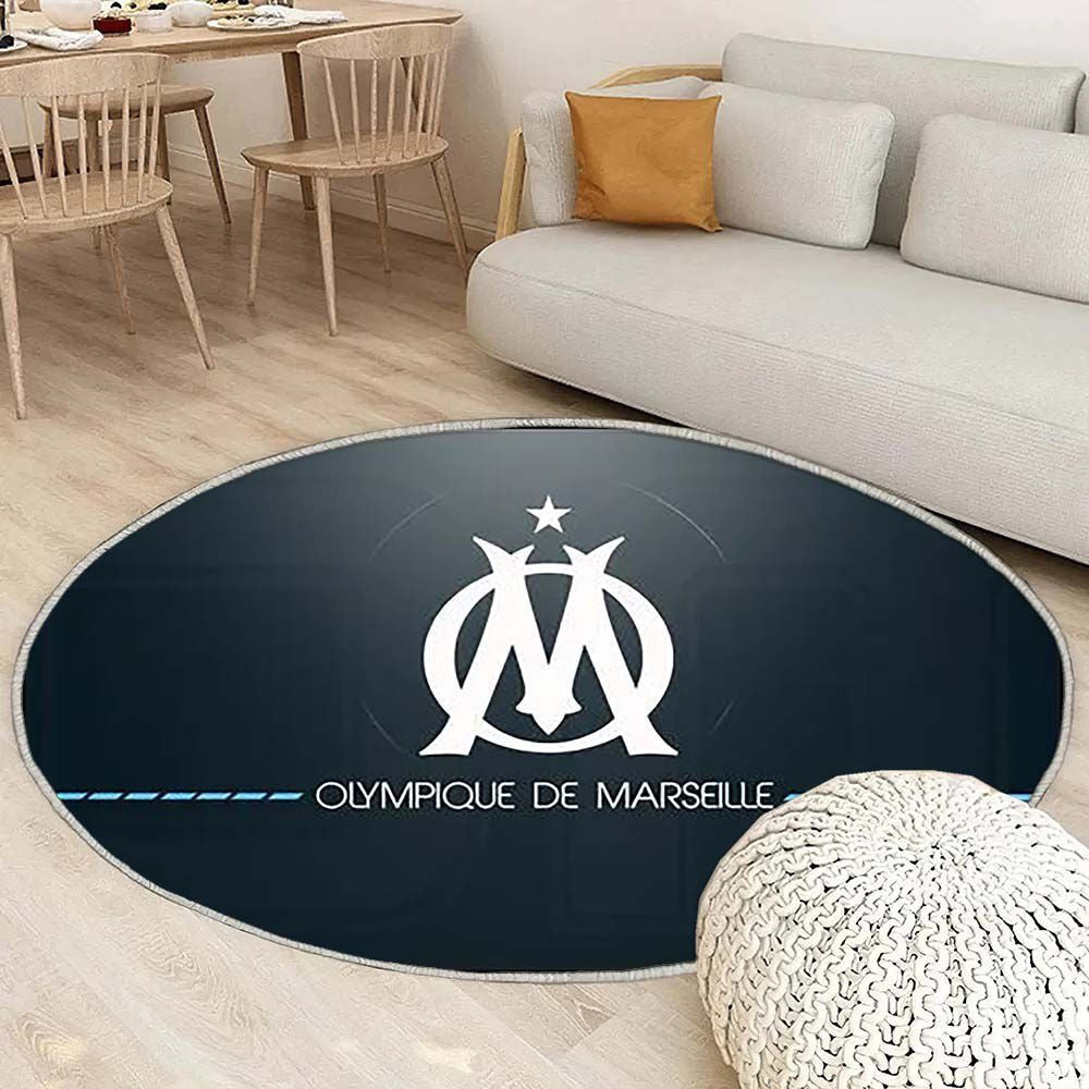 Tapis Olympique Marseille 2 - Rond Rare, Doux, Livraison Gratuite