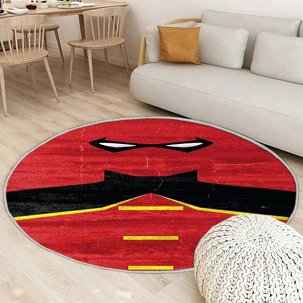 Tapis Super-héros 1 - Rond Rare, Doux, Livraison Gratuite