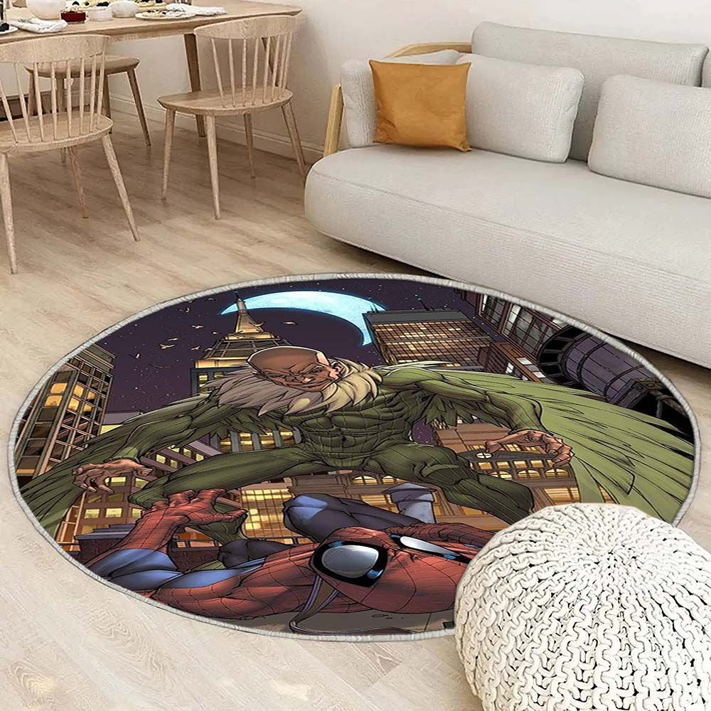 Tapis Homme Araignée Vautour - Rond Rare, Doux, Livraison Gratuite