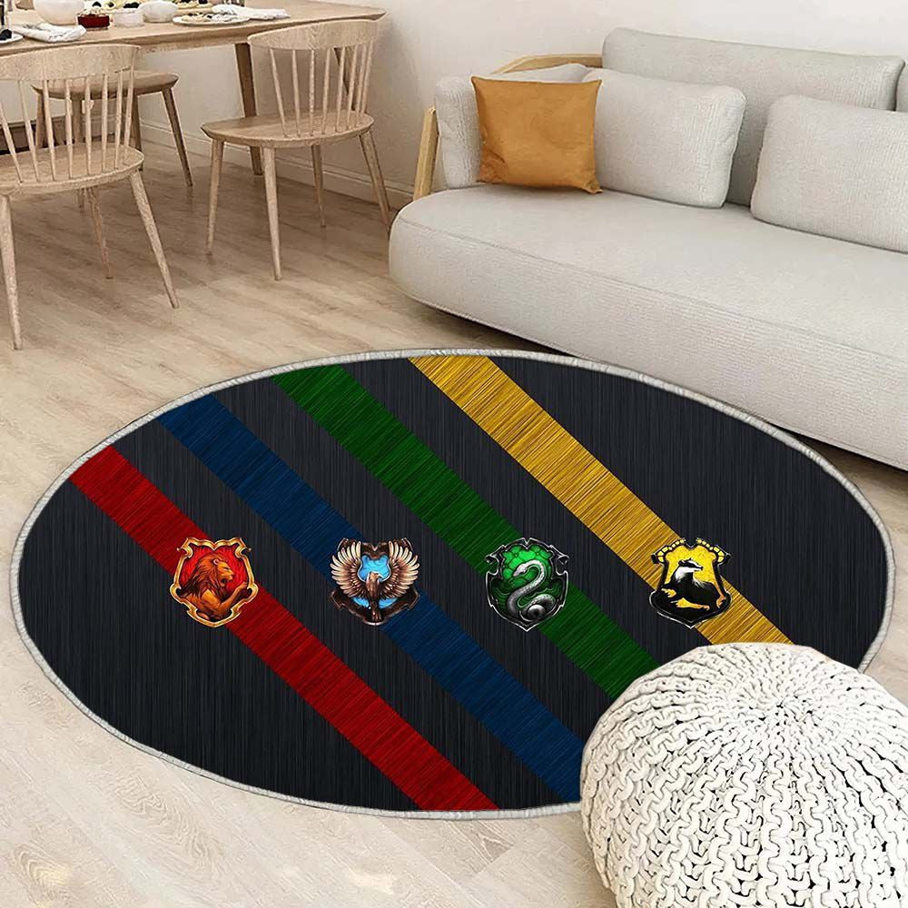 Tapis Maison de Poudlard - Rond Rare, Doux, Livraison Gratuite