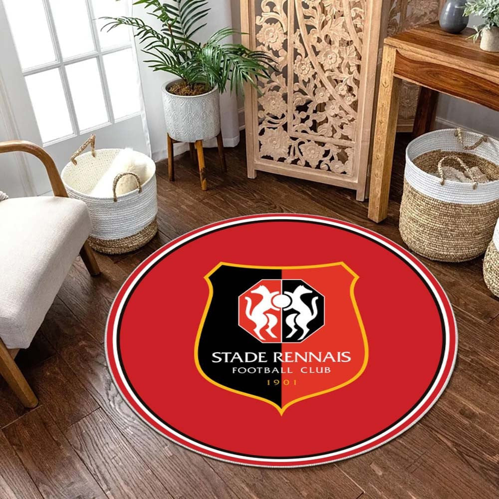 Tapis Stade Rennais - Rond Rare, Doux, Livraison Gratuite