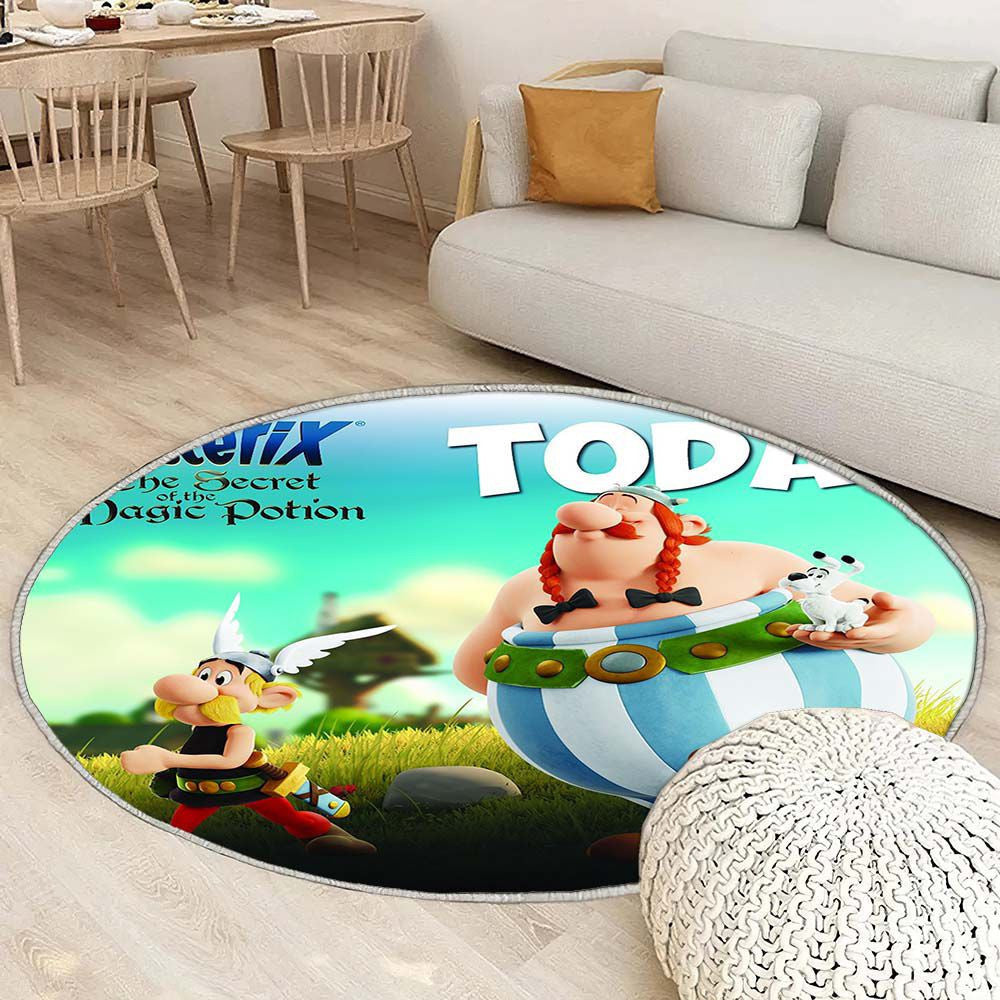 Tapis Astérix et Obélix - Rond Rare, Doux, Livraison Gratuite