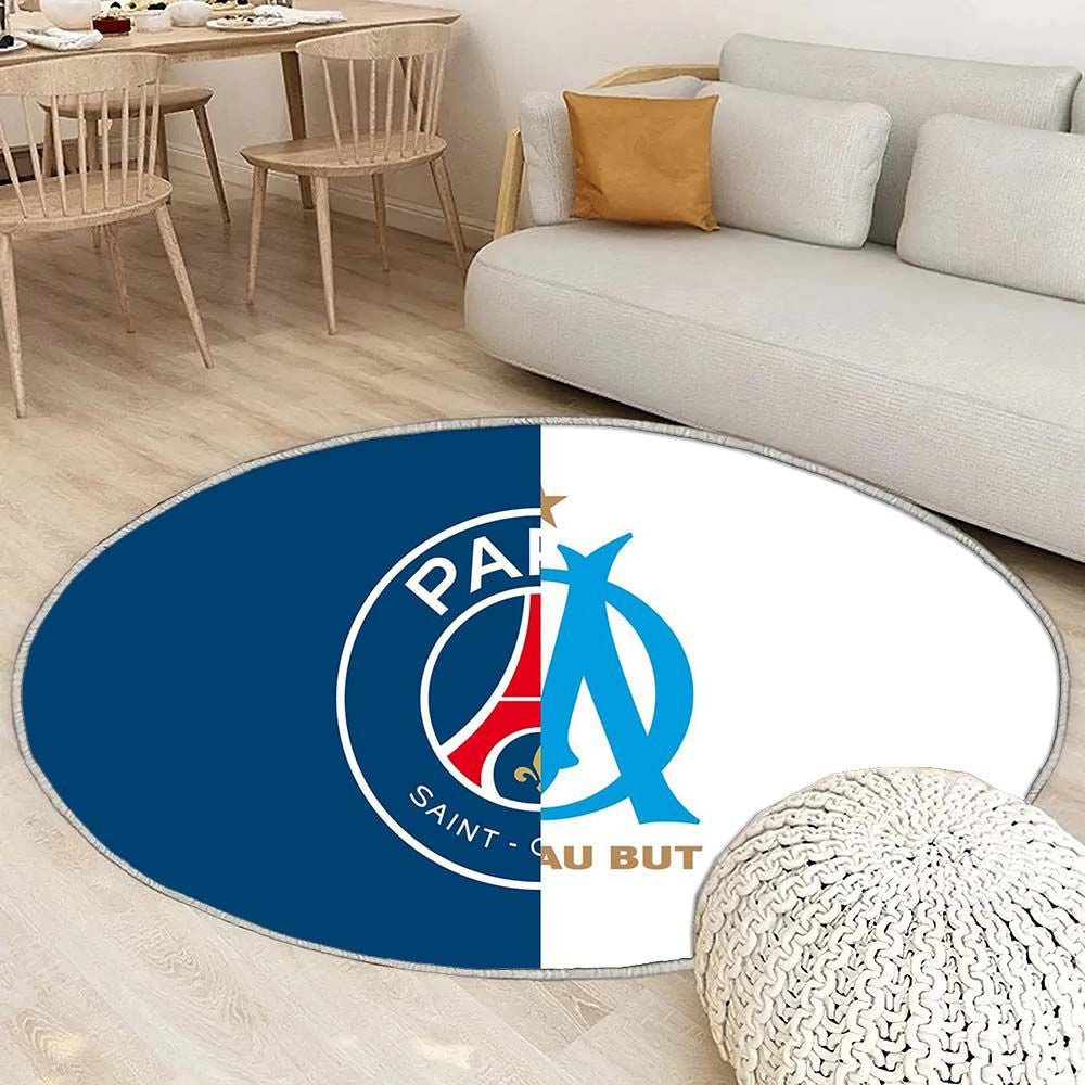 Tapis Logo Marseille vs PSG - Rond Rare, Doux, Livraison Gratuite