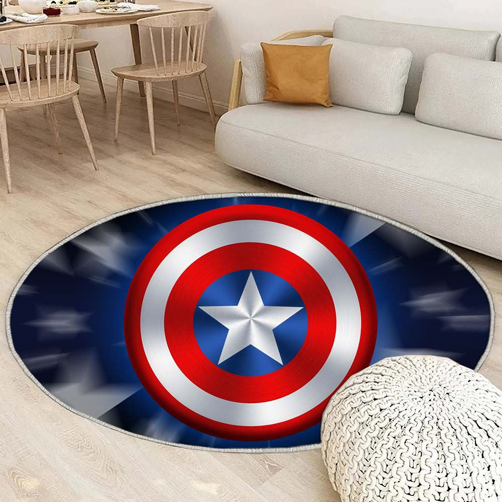 Tapis Bouclier Captain America 11 - Rond Rare, Doux, Livraison Gratuite