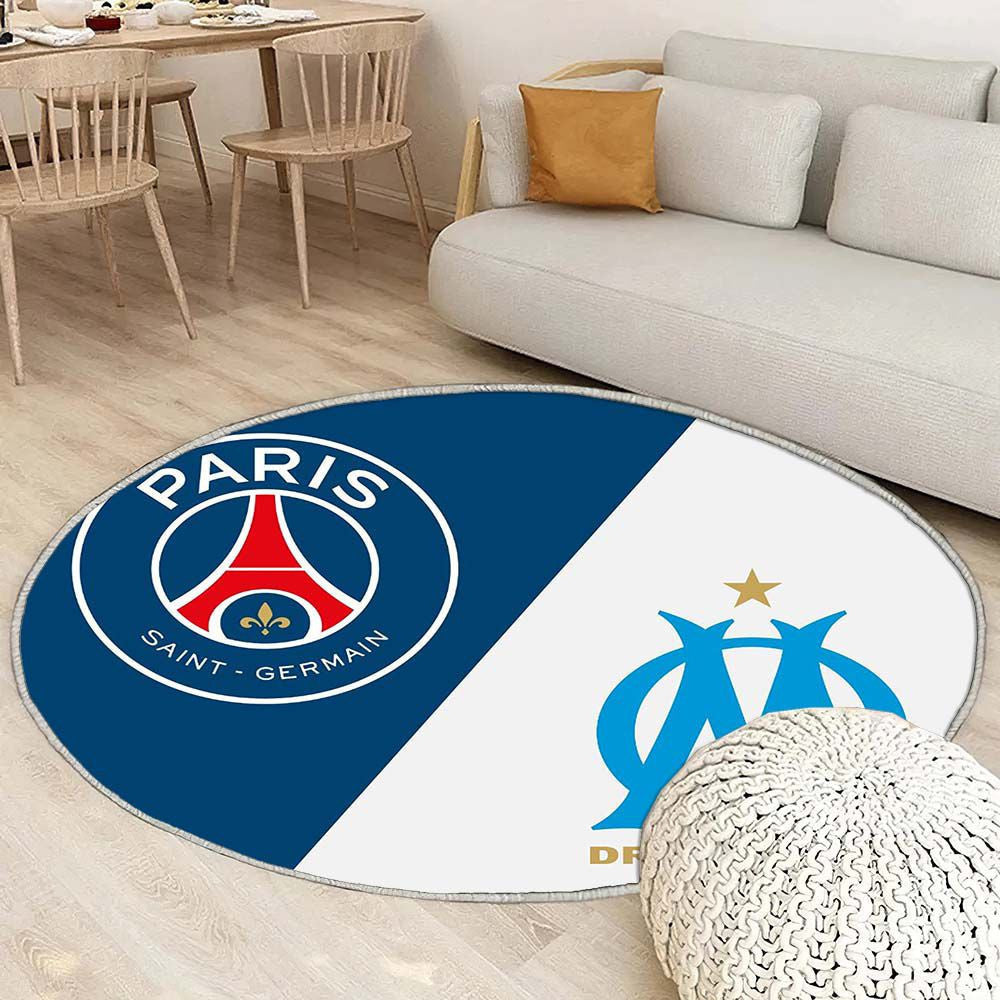 Tapis PSG contre Marseille - Rond Rare, Doux, Livraison Gratuite