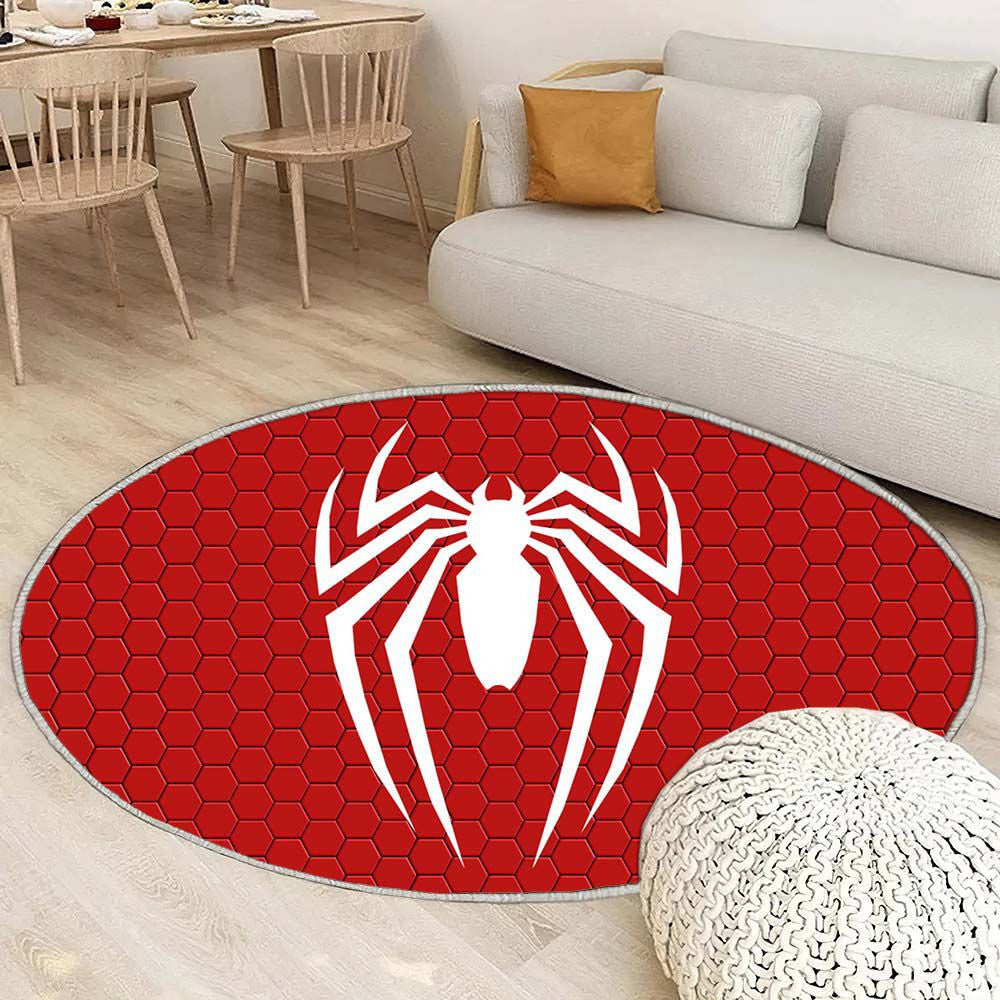 Tapis Logo Spiderman - Rond Rare, Doux, Livraison Gratuite