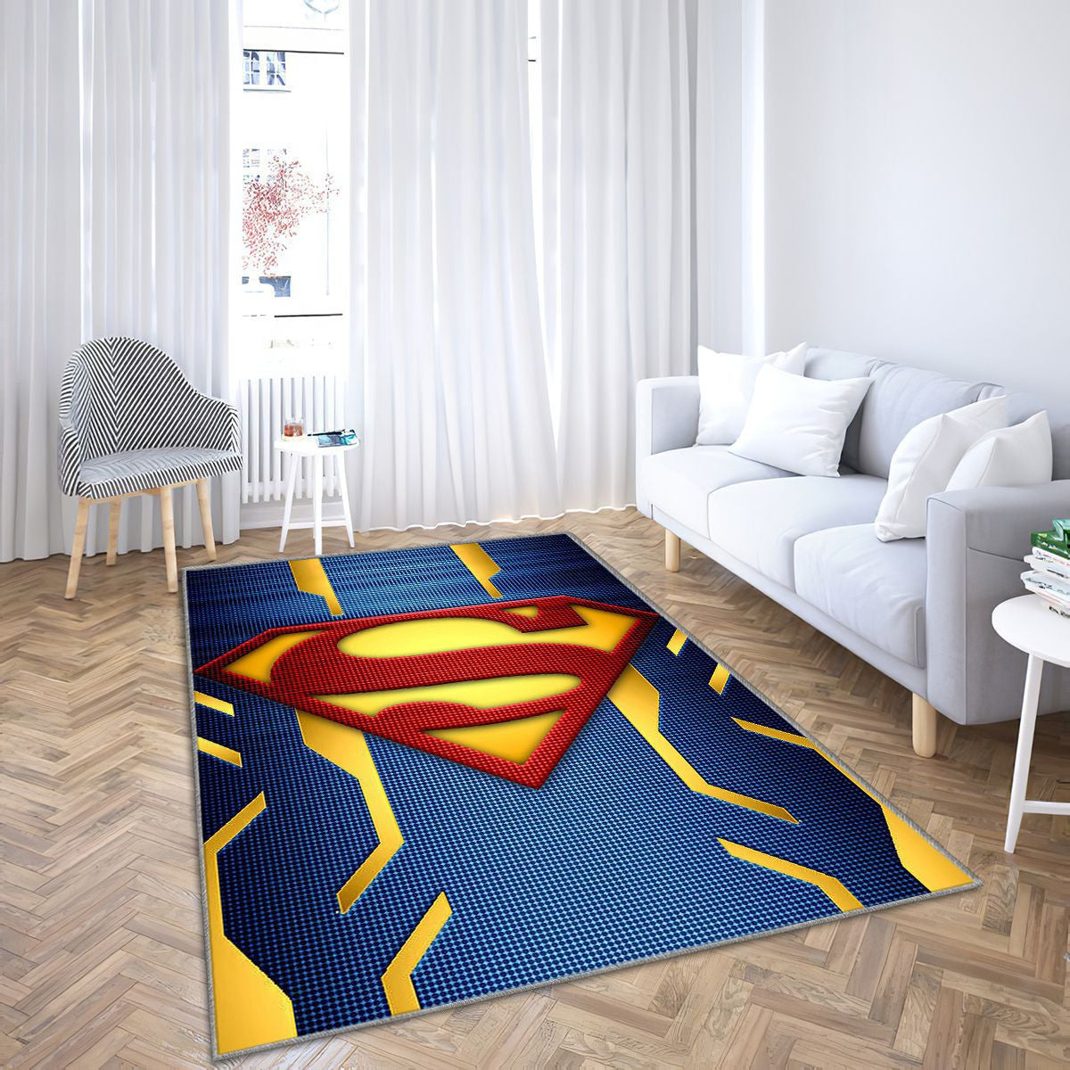 Tapis Logo Superman - Bleu Rare, Doux, Livraison Gratuite