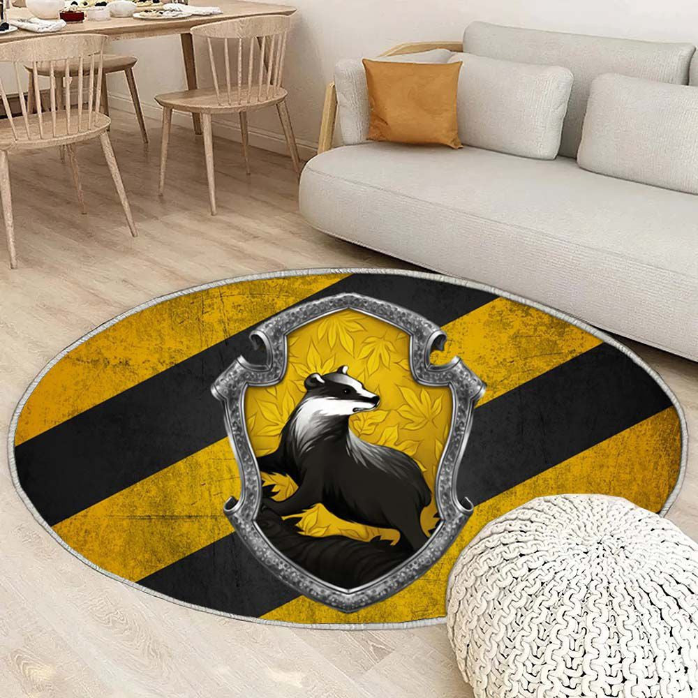 Tapis Escudos Poufsouffle - Rond Rare, Doux, Livraison Gratuite