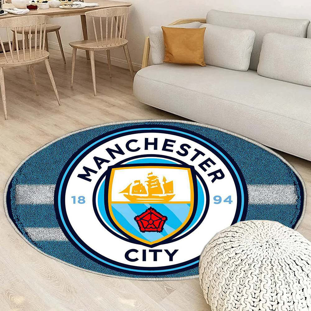 Tapis Manchester City Épuré Logo à offrir – une déco football qui donne du caractère à la salle de jeu