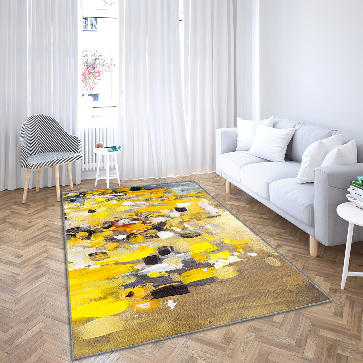 Abstract Yellow Modern Contemporary Strokes