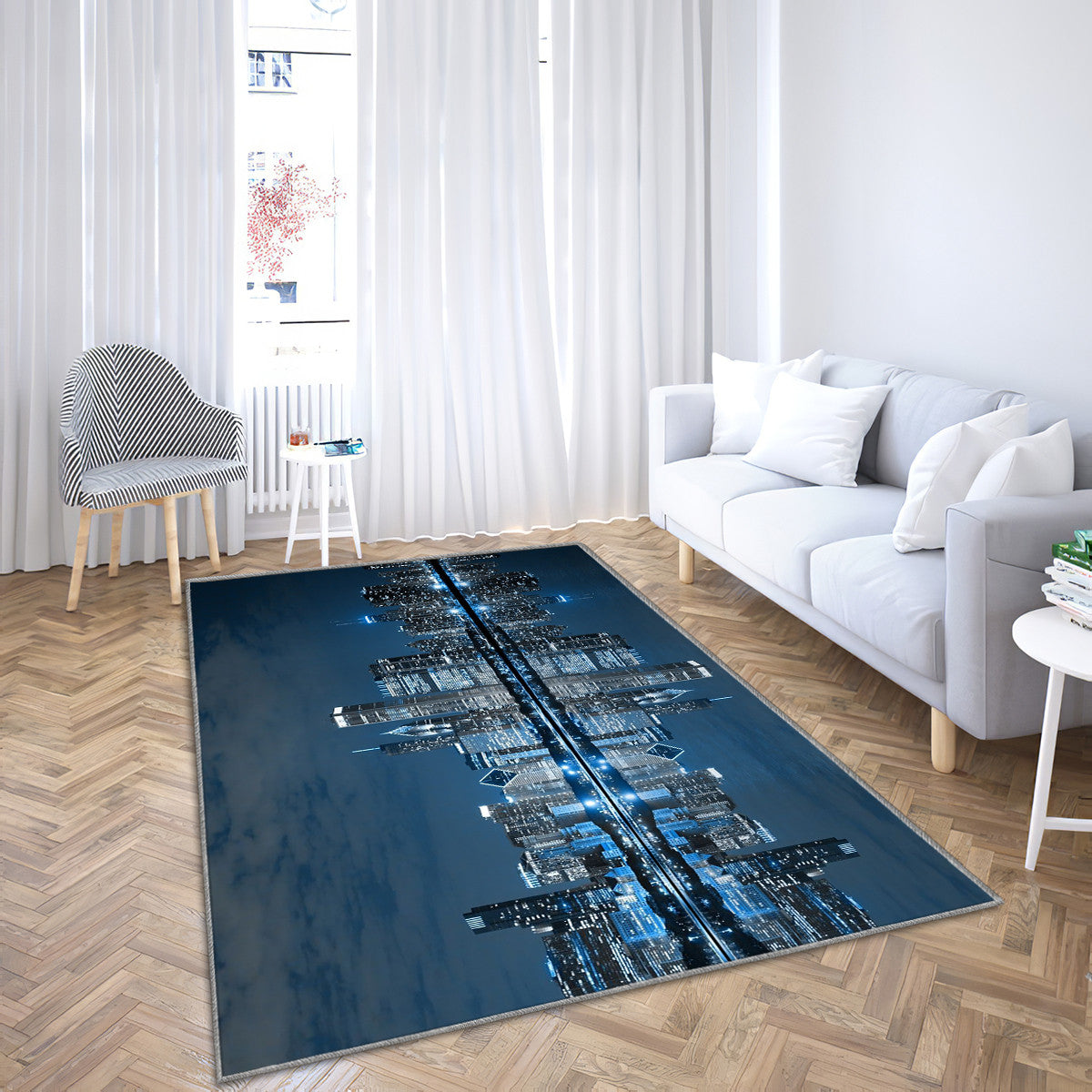 Chicago Downtown at Night multi panel canvas wall art